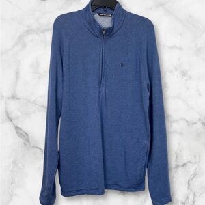 Travis Mathew 1/2 Zip Pullover Sweater Zachary Style Mens Medium Blue Golf FLAW